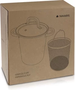 Poêle à Asperges En Acier Inoxydable Navaris Avec Couvercle - Cuiseur à Asperges En Acier Inoxydable Avec Panier Et Couvercle Amovibles - Sans BPA - Capacité 3,9 Litres - Passe Au Lave-vaisselle -Fournitures De Cuisine Boutique 1000x1200 3