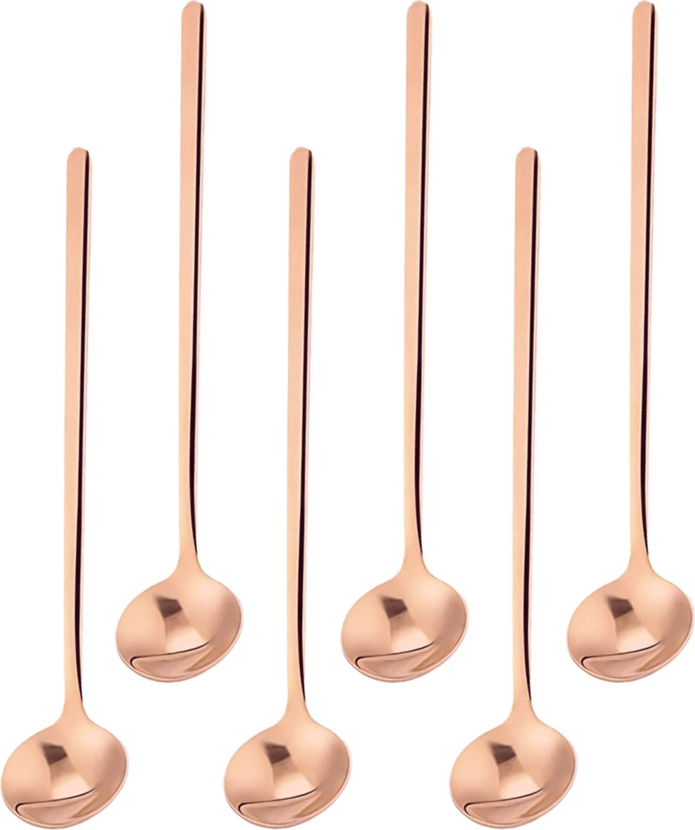 Ensemble De Cuillères à Café Longues House Of Set - 17 Centimètres - Or Rose - Cuillère à Café - Cuillère à Latte Macchiato - Acier Inoxydable - 6 Pièces 1 Ensemble De Cuillères à Café Longues House Of Set - 17 Centimètres - Or Rose - Cuillère à Café - Cuillère à Latte Macchiato - Acier Inoxydable - 6 Pièces