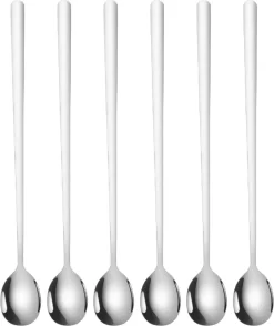 House Of Husk® - Set De Cuillères à Latte Macchiato - 20CM - Argent - Cuillère à Café - Cuillère à Long Drink - Cuillère à Sorbet - Cuillère à Café - Acier Inoxydable - 6 Pièces