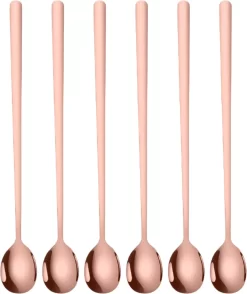 House Of Husk® Set De Cuillères à Latte Macchiato Or Rose - 20CM - Cuillère à Café - Cuillère à Long Drink - Cuillère à Sorbet - Cuillère à Café - Acier Inoxydable - 6 Pièces