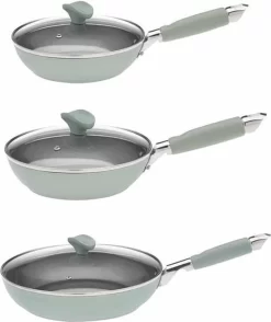 Primecook - Ensemble De Casseroles 'Elena' - 3 Poêles à Frire De 20, 24 Et 28 Cm Avec Couvercles - Sans PFAS - Induction