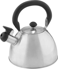 Bouilloire Sifflante Florina Acero En Acier Inoxydable Poli Argent 2,5 Litres - Bouilloire - Convient à Toutes Les Sources De Chaleur - Poignée Rabattable