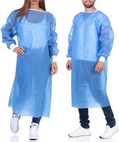 50 Pièces|TABLIER ISOLANT BLEU INOX 40 Gr | Manches Longues Jetables Avec élastique | Imperméable à L'eau | Non Tissé - Emballé Par 50 Pièces| Tablier Medisch -Fournitures De Cuisine Boutique 1012x1200 1