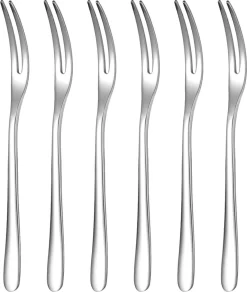 House Of Husk™ Golden Fourchettes à Dessert - Double Face - Tiges De Cocktail Sticks - Réutilisable - Fruit - Snack - Fourchettes - Fourchettes à Gâteau - Acier Inoxydable - Or - Set De 6