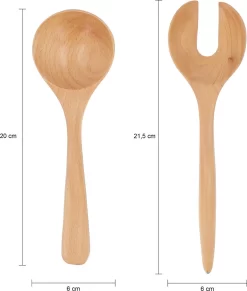 Couverts à Salade Krumble - Set De 2 - Couverts à Laitue - Cuillères à Laitue - Ensemble à Salade - Fourchette Et Cuillère à Salade - Ustensiles De Cuisine - 2 Pièces - Bois - Marron -Fournitures De Cuisine Boutique 1018x1200