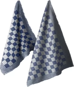 SERVIETTES DE CUISINE - Set De 6 Pièces - 100% COTON - 50x50cm - Blauw Wit - Qualité Restauration - Damier - Dream Textiles -Fournitures De Cuisine Boutique 1020x1200 4