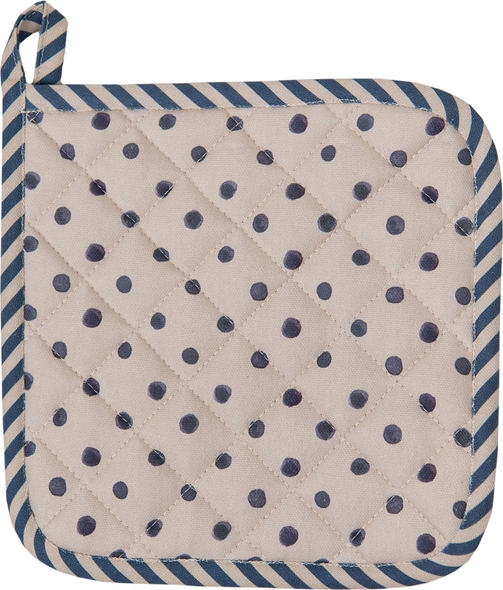 Clayre & Eef Pot 20*20 Cm Beige Blauw Katoen Carré Bleuet Vidange Cache-pot Aide à L'égouttage 2 Clayre & Eef Pot 20*20 Cm Beige Blauw Katoen Carré Bleuet Vidange Cache-pot Aide à L'égouttage – Image 2