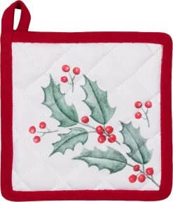 Clayre & Eef Pot Holder Enfant 16*16 Cm Wit, Feuilles De Houx En Katoen Rouge, Renne Carré Drain Pot Holder -Fournitures De Cuisine Boutique 1024x1200 4