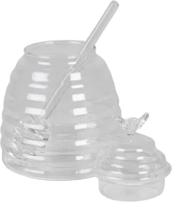 Clayre & Eef Pot à Miel Avec Cuillère Ø 10*14 Cm / 450 Ml Glas Transparent Avec Bocal De Rangement Couvercle Bocal De Rangement Bocal De Rangement -Fournitures De Cuisine Boutique 1026x1200