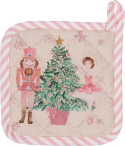 Clayre & Eef Manique 20*20 Cm Katoen Beige Rose Casse-Noisette Vidange Manique Aide à L'égouttage