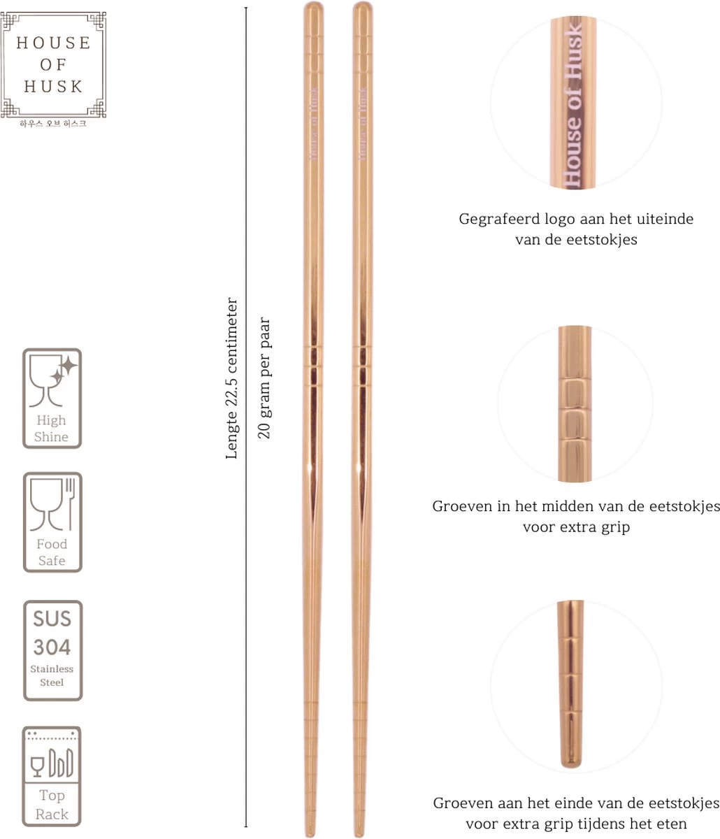 House Of Husk ™ - Set De Baguettes En Métal Or Rose - 5 Paires De Baguettes Coréennes - Acier Inoxydable - Métal - Baguettes - Coréen - Va Au Lave-vaisselle - Baguettes De Sushi - Nouilles 2 House Of Husk ™ - Set De Baguettes En Métal Or Rose - 5 Paires De Baguettes Coréennes - Acier Inoxydable - Métal - Baguettes - Coréen - Va Au Lave-vaisselle - Baguettes De Sushi - Nouilles – Image 2
