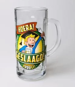 Chope à Bière - Réussi - Rempli D'un Mélange De Bonbons Jaune Et D'une Tête De Mousse De Bonbon Blanc - Dans Une Boîte Cadeau Avec Ruban Coloré