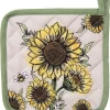 Clayre & Eef Manique 20x20 Cm Katoen Beige Jaune Tournesols Porte-Pot Égouttoir Aide à L'égouttage