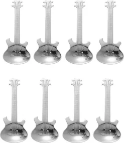 8 Cuillères à Café De Guitare - Cuillère à Café En Acier Inoxydable - Cuillère à Thé Et à Café - Argent