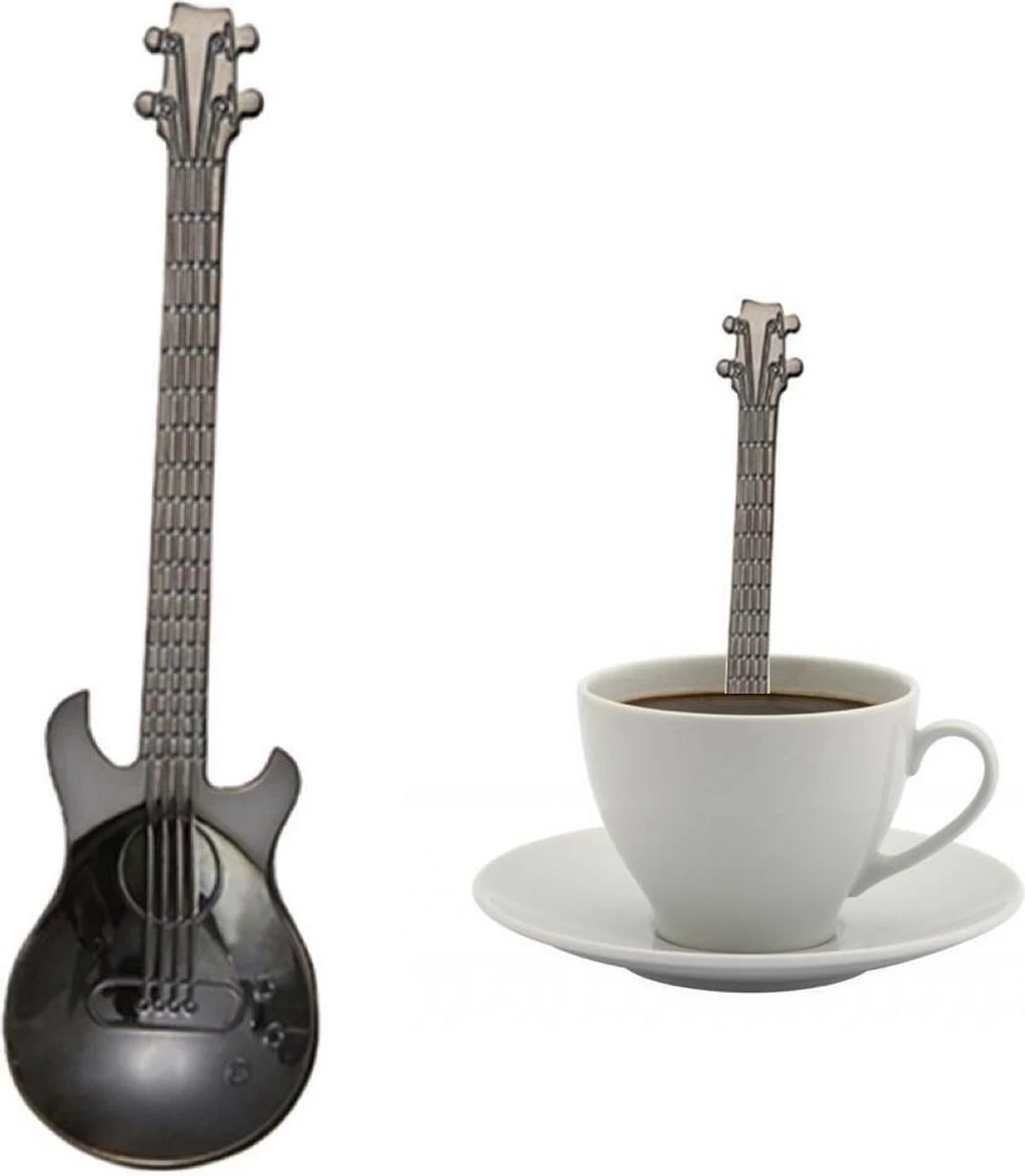 8 Cuillères à Café De Guitare - Cuillère à Café En Acier Inoxydable - Cuillère à Thé Et à Café - Noir 4 8 Cuillères à Café De Guitare - Cuillère à Café En Acier Inoxydable - Cuillère à Thé Et à Café - Noir – Image 4