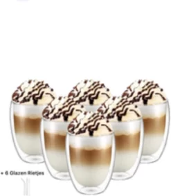 Verres à Double Paroi + 6 Pailles En Verres - Set De 6 - Verres à Café à Café Latte Macchiato Espresso - Tasses à Café/ Verres à Verres à Thé - Verre à Café - 6 X 350 Ml -Fournitures De Cuisine Boutique 1049x1200 1