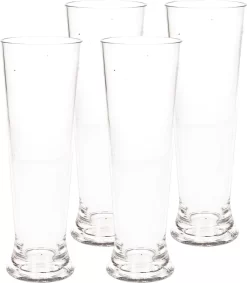 4x Verre à Bière Incassable Sur Pied Plastique Transparent 30 Cl/300 Ml - Verres à Bière Incassables