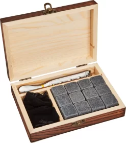Pierres à Whisky - Whisky - Pierres à Whisky - Coffret Whisky - Coffret Whisky - Glaçons Réutilisables - Cadeau - 12 Pièces + Pince Inox Et Pochette Velours - Coffret Whisky - Vaderdag - Whisky - Cave & Garden