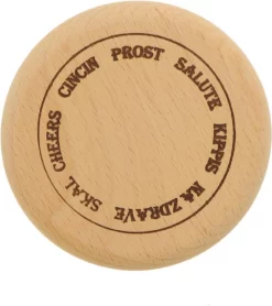 Couvercle De Verre à Bière - Bois - Texte: Prost - Salut - Kippis - Na Zdrave - Skal - Cheers - Cincin - Diamètre 10 Cm