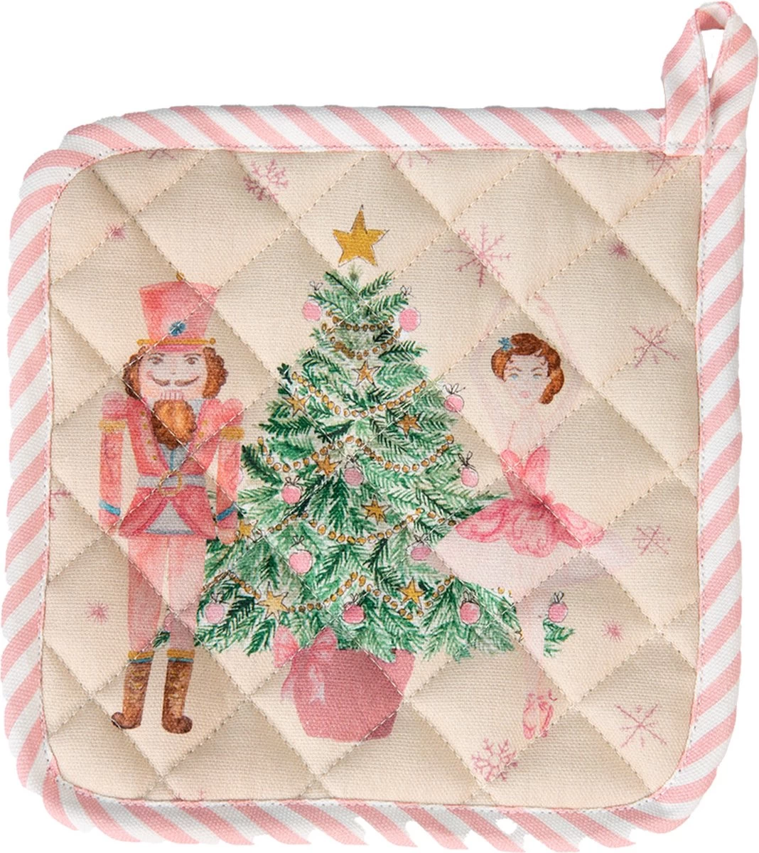 Clayre & Eef Manique 20*20 Cm Katoen Beige Rose Casse-Noisette Vidange Manique Aide à L'égouttage 9 Clayre & Eef Manique 20*20 Cm Katoen Beige Rose Casse-Noisette Vidange Manique Aide à L'égouttage – Image 9