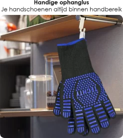 Gants Pour BBQ Et Four Gants Résistants à La Chaleur (2 Pièces) - Jusqu'à 500°C - Siliconen / Antidérapant - Extra Longs - Protection Des Bras - Résistant Aux Coupures - Double Doublure - Blauw -Fournitures De Cuisine Boutique 1070x1200 5
