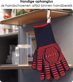 Gants Pour BBQ Et Four Gants Résistants à La Chaleur (2 Pièces) - Jusqu'à 500°C - Siliconen / Antidérapant - Extra Long - Protection Des Bras - Résistant Aux Coupures - Double Doublure - Rouge -Fournitures De Cuisine Boutique 1070x1200 7