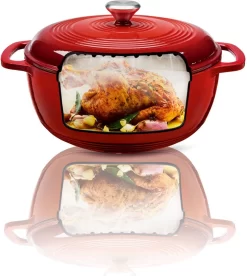 Cocotte En Fonte Ernesto - 5,7 L - Cocotte Ronde En Fonte émaillée Rouge - Capacité : 5,7 L - Résistant à La Température : Jusqu'à 240 °C - Avec Système Goutte à Goutte Pour Rôtir Juteux Et Aromatique, Braiser Ou Cuire à La Vapeur -Fournitures De Cuisine Boutique 1074x1200 1