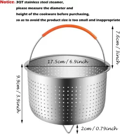 Insert Vapeur Inox, Accessoires Instant Pot, Panier Cuisson Légumes Vapeur, Cuiseur Vapeur Pour Autocuiseur Avec Poignée En Silicone Pour Cuire à La Vapeur Légumes, Fruits Et œufs (3 M²) 13 Insert Vapeur Inox, Accessoires Instant Pot, Panier Cuisson Légumes Vapeur, Cuiseur Vapeur Pour Autocuiseur Avec Poignée En Silicone Pour Cuire à La Vapeur Légumes, Fruits Et œufs (3 M²) -Fournitures De Cuisine Boutique 1075x1200