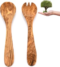 OLIVIEU ~ Set De Couverts à Salade à Salade En Bois D'olivier Hygiénique ~ 25 Cm ~ Couverts à Salade ~ Couverts à Salade En Bois ~ Couverts à Salade ~ Couverts De Salade