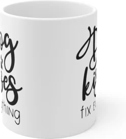 Dog Kisses Fix Everything Mug En Céramique, Mug Cadeau Drôle, Cadeau Pour Les Amoureux Des Chiens, Mugs Pour Propriétaires De Chiens, Mug De Qualité, D015-018W, 11oz, -Fournitures De Cuisine Boutique 1090x1200 2