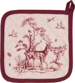 Clayre & Eef Pot 20*20 Cm Wit Rose Katoen Carré Renne Vidange Cache-Pot Aide à L'égouttage