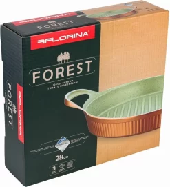 Poêle à Griller Florina Forest Ronde - Fonte D'aluminium - 28cm - Toutes Sources De Chaleur - Revêtement 3 Couches - Sans PFOA - Design Scandinave - Cuivre / Vert -Fournitures De Cuisine Boutique 1095x1200 2