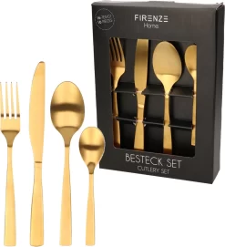 Ménagère 48 Pièces En Acier Inoxydable Or Mat Pour 12 Personnes - Couverts De Table Pour Le Petit Déjeuner, Le Déjeuner Et Le Dîner