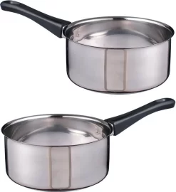 2x Casseroles / Casseroles Inox 16 X 7,5 Cm - Casserole / Casserole - Casserole - Cuisson - Ustensiles De Cuisine