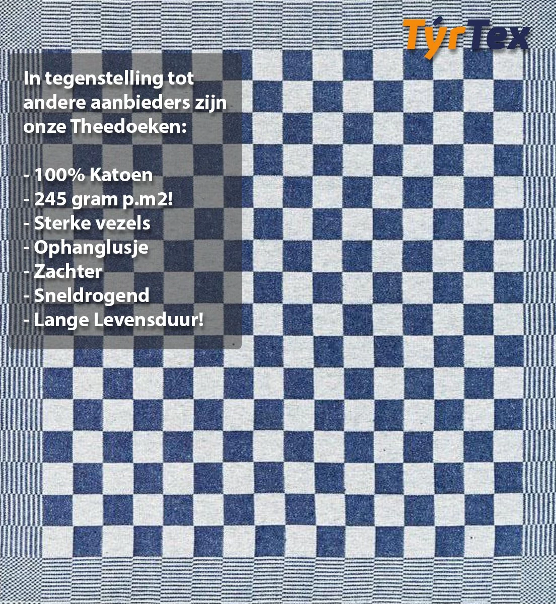 Lot De 6 Essuies De Vaisselle - Blauw - Essuie-tout - Chiffons Blocs - Essuies De Vaisselle De Restauration - Séchage Rapide - Longue Durée De Vie - 100% Katoen - 65x65cm 4 Lot De 6 Essuies De Vaisselle - Blauw - Essuie-tout - Chiffons Blocs - Essuies De Vaisselle De Restauration - Séchage Rapide - Longue Durée De Vie - 100% Katoen - 65x65cm – Image 4