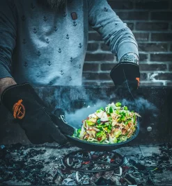 Gants De BBQ En Cuir The Windmill - Ensemble De 2 Pièces - Cuir Noir - Coutures Kevlar -Fournitures De Cuisine Boutique 1106x1200