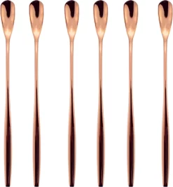 House Of Husk ™ - Set De Cuillères à Café Longues - 17CM - Or Rose - Cuillère à Long Drink En Or Rose - Cuillère à Sorbet - Cuillère à Latte Macchiato - Cuillère à Café - Acier Inoxydable - 6 Pièces