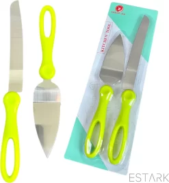 ESTARK® Pelle à Gâteau 2x - Set De 2 Pièces Pelles à Tarte - Plastique - Métal - Couverts - Couteau à Gâteau - Pelle à Gâteau - Couper Et Servir Le Gâteau - 2 Pièces Vert -Fournitures De Cuisine Boutique 1112x1200