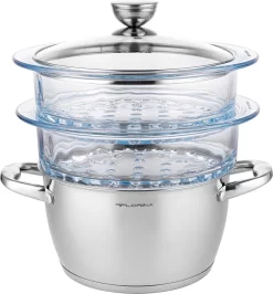 Cuiseur Vapeur Professionnel Florina Stima 4 Pièces En Acier Inoxydable - Convient à Toutes Les Sources De Chaleur - ∅ 20 Cm - Argent - Hammams En Verres - Cuiseur Vapeur -Fournitures De Cuisine Boutique 1114x1200 1