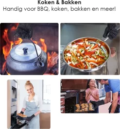 Gants Pour BBQ Et Four Gants Résistants à La Chaleur (2 Pièces) - Jusqu'à 500°C - Siliconen / Antidérapant - Extra Longs - Protection Des Bras - Résistant Aux Coupures - Double Doublure - Blauw -Fournitures De Cuisine Boutique 1116x1200 5