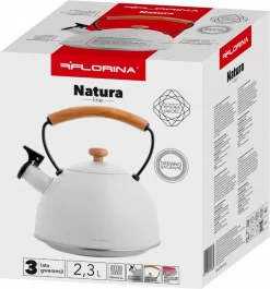 Bouilloire à Sifflet Florina Natura Line En Acier Inoxydable Blanc 2,3 Litres - Bouilloire - Convient à Toutes Les Sources De Chaleur -Fournitures De Cuisine Boutique 1117x1200 2