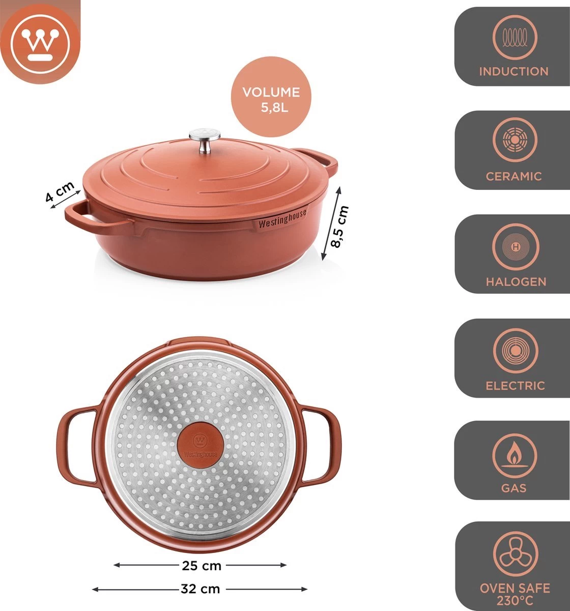 Westinghouse Performance Series - Ensemble De Casseroles 13 Pièces - Rouge - Ensemble Complet De Casseroles Avec 8 Casseroles - Cocottes, Poêle, Poêle Wok, Poêle à Frire, Poêle à Griller, Casserole 14 Westinghouse Performance Series - Ensemble De Casseroles 13 Pièces - Rouge - Ensemble Complet De Casseroles Avec 8 Casseroles - Cocottes, Poêle, Poêle Wok, Poêle à Frire, Poêle à Griller, Casserole – Image 14
