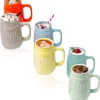 Set De 6 Nieuwe Tasses Avec Poignée - Tasses En Céramique Multicolores Pour Café, Thee Et Plus - Tasses Décoratives En Relief "Drink" De 15 Oz Pour Bières - Decor De Cuisine De Ferme.