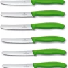 Victorinox 6 Pièces De Couteaux De Table - Couteau à Tomate Swiss Classic Avec Bord Dentelé Inoxydable - Swiss Made - Vert
