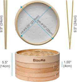 Cuiseur Vapeur Bamboe 25cm à 2 Niveaux (2 Paniers Vapeur Bambou Avec Couvercles) - 2 Paires De Baguettes, Pinces, 50 Inserts Papier - Cuiseur Vapeur Bambou Pour Boulettes, Légumes, Riz, Viande - Cuiseur Vapeur Bois -Fournitures De Cuisine Boutique 1122x1200
