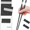 Baguettes En Alliage, 10 Paires De Baguettes Zwart Baguettes Chinoises Baguettes Lavables Set De Services De Table Réutilisables, Pour La Maison, La Cuisine, Le Restaurant Baguettes Avec 2 Repose-baguettes (trèfle Argenté)