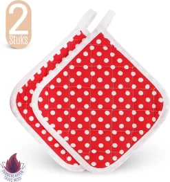 TAVAS Lot De 2 Maniques à Pois Blancs Résistants à La Chaleur Katoen, Thermolite Jusqu'à 200 °C