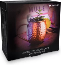 Nava® - Moscow Mule Cups Set De 4-4 X Tasses En Cuivre Pour Moscow Mule Gin Beer - Tasse à Cocktail Martelée - Tasse En Acier Inoxydable Avec Cuivre -Fournitures De Cuisine Boutique 1131x1200 1
