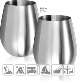 4x Verre à Vin En Acier Inoxydable - Tasse à Vin 500 Ml Pour Le Voyage - Tasse à Emporter En Acier Inoxydable - Tasse à Vin Sans Pied - Tasse De Voyage Sans BPA (4 Pièces - 500 Ml Dépoli) -Fournitures De Cuisine Boutique 1142x1200 12
