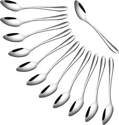 RETON 12 Pièces Cuillères à Dessert, Cuillères à Café En Acier Inoxydable, Cuillères à Café, Couverts Accessoires De Cuisine Pour La Maison, Mariage, Fête, Café, Restaurant, 12 Cuillères